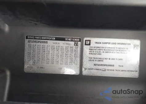 2015 GMC Sierra 1500 Slt из США, поврежденный, VIN 3GTU2VEC8FG390605